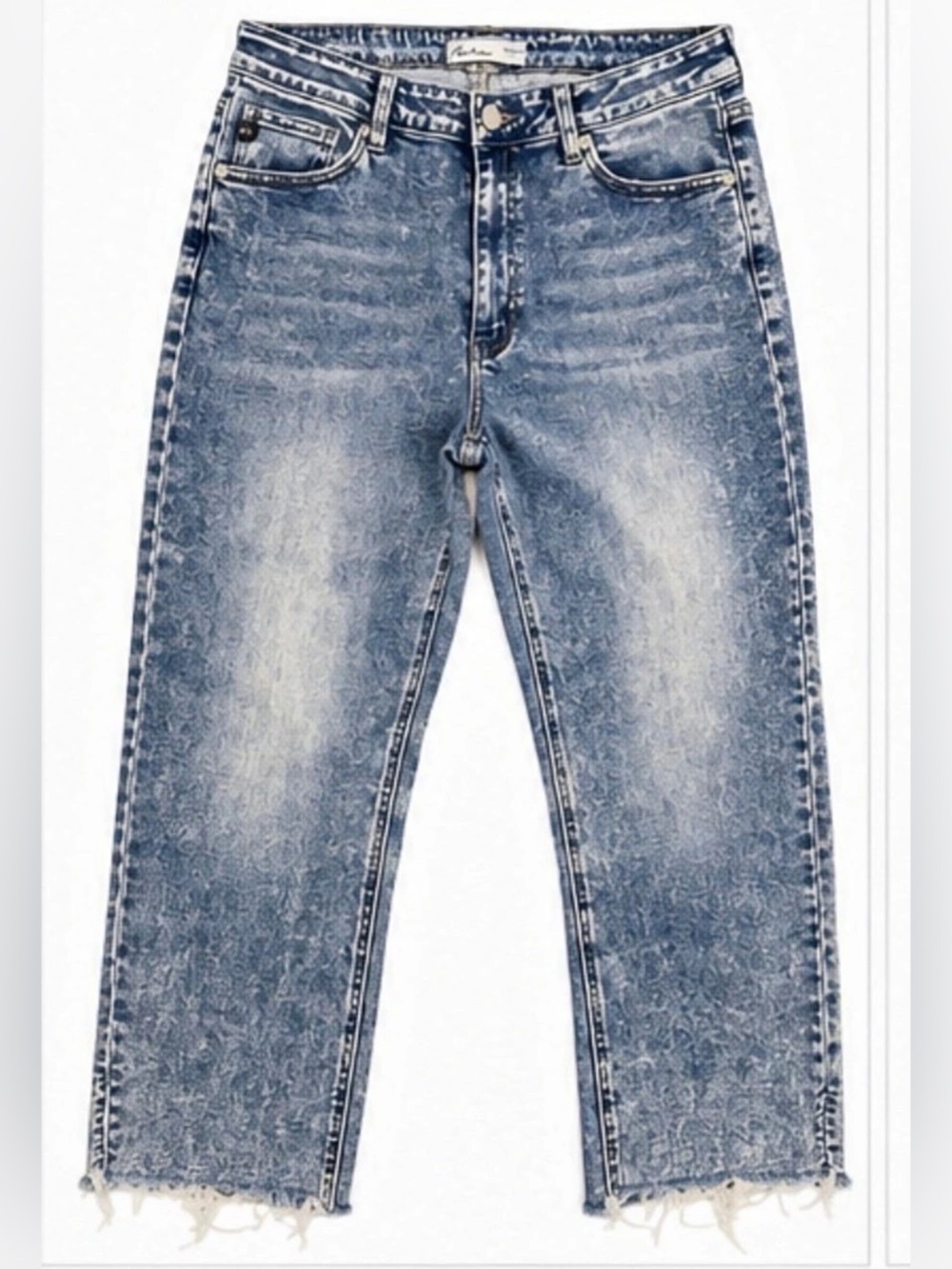 KanCan for Maurices Size 32 Light Wash Crop Straight Leg Raw Hem Jeans
